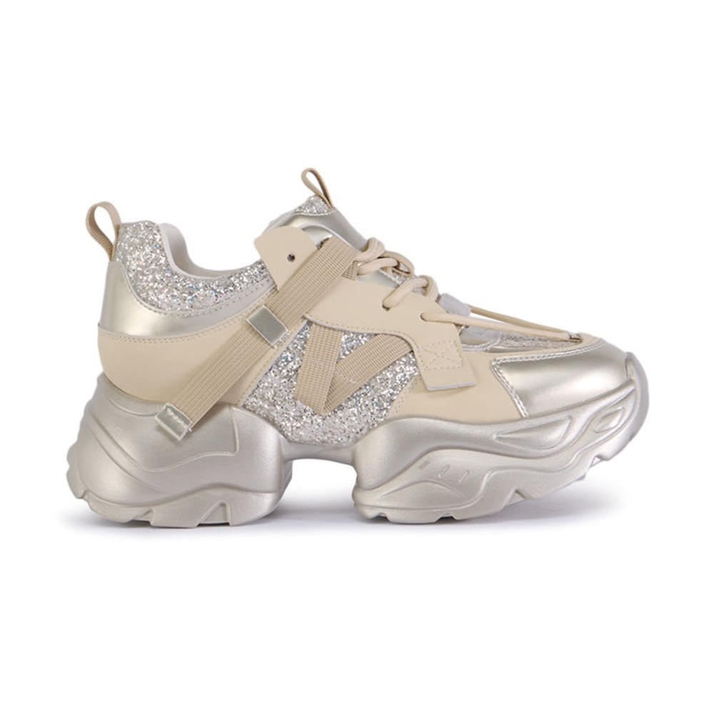 Azalea Wang- Amado Silver Chunky Sneakers - Picture 2 of 9